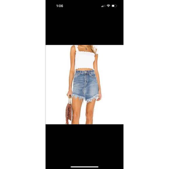We The Free Womens Size 26 Bailey Fringe Western Blue Denim Jean Mini Skirt - Picture 8 of 10